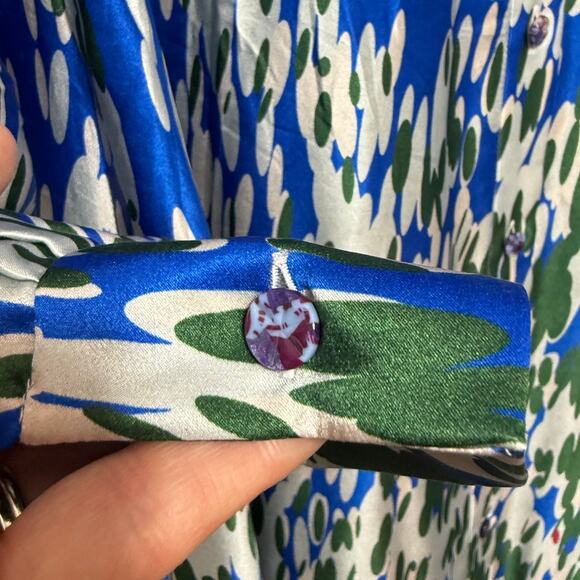 Talbot Runhof Long Sleeve Silk Maxi Shirt Dress Sz. 12 - Picture 5 of 9